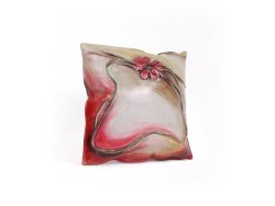 Coussin carré tableau rouge